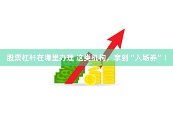 股票杠杆在哪里办理 这类机构，拿到“入场券”！